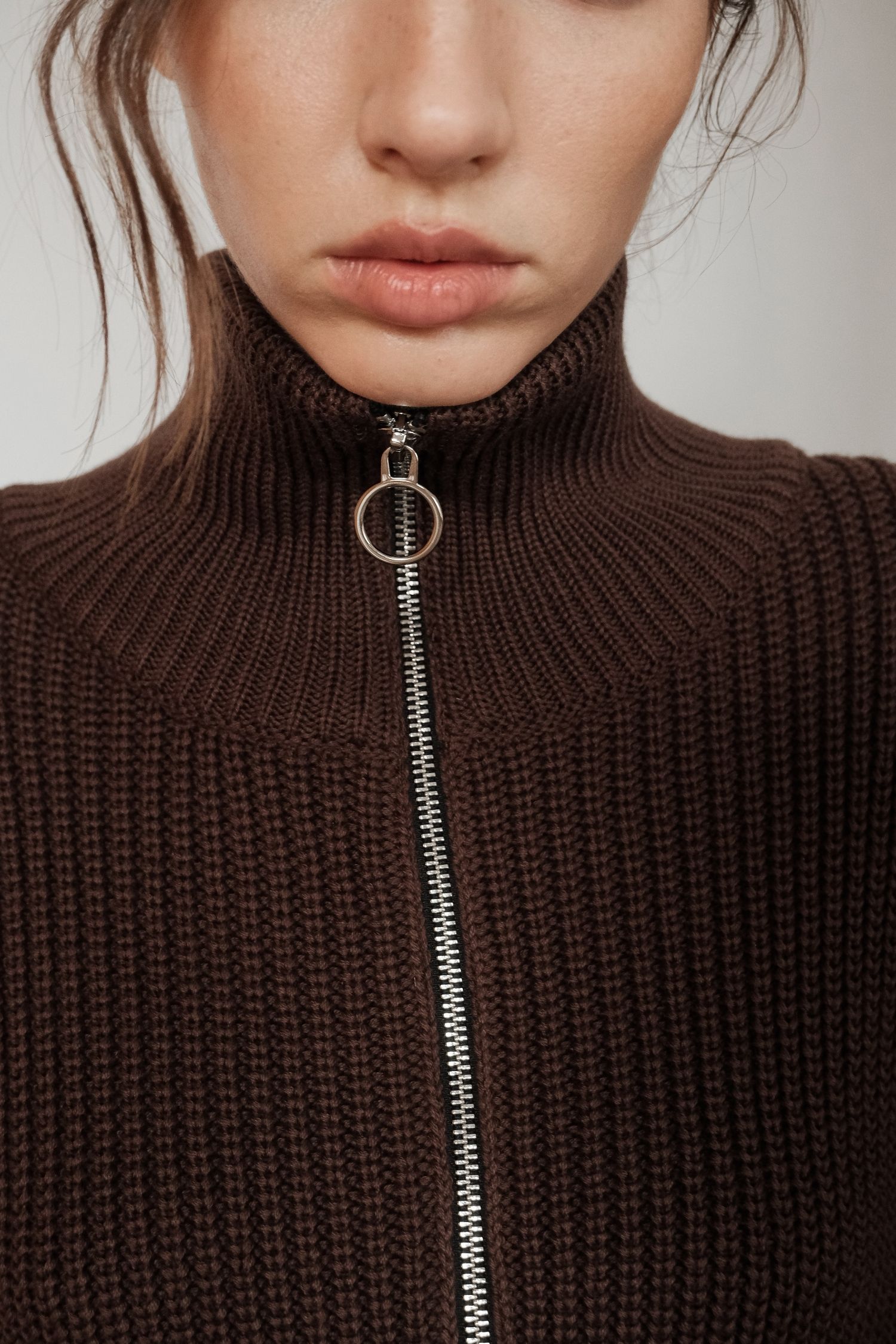 00003647-7 Светр із блискавкою шоколадний THE LACE (TLA_00003647) - фото 7