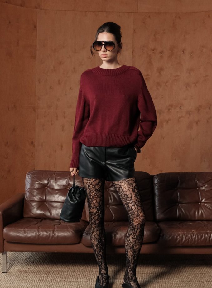 Джемпер вовняний прямого крою бордовий TLA_00003668, фото 1 Джемпер вовняний прямого крою бордовий TLA_00003668, фото 1 - в интернет магазине KAPSULA