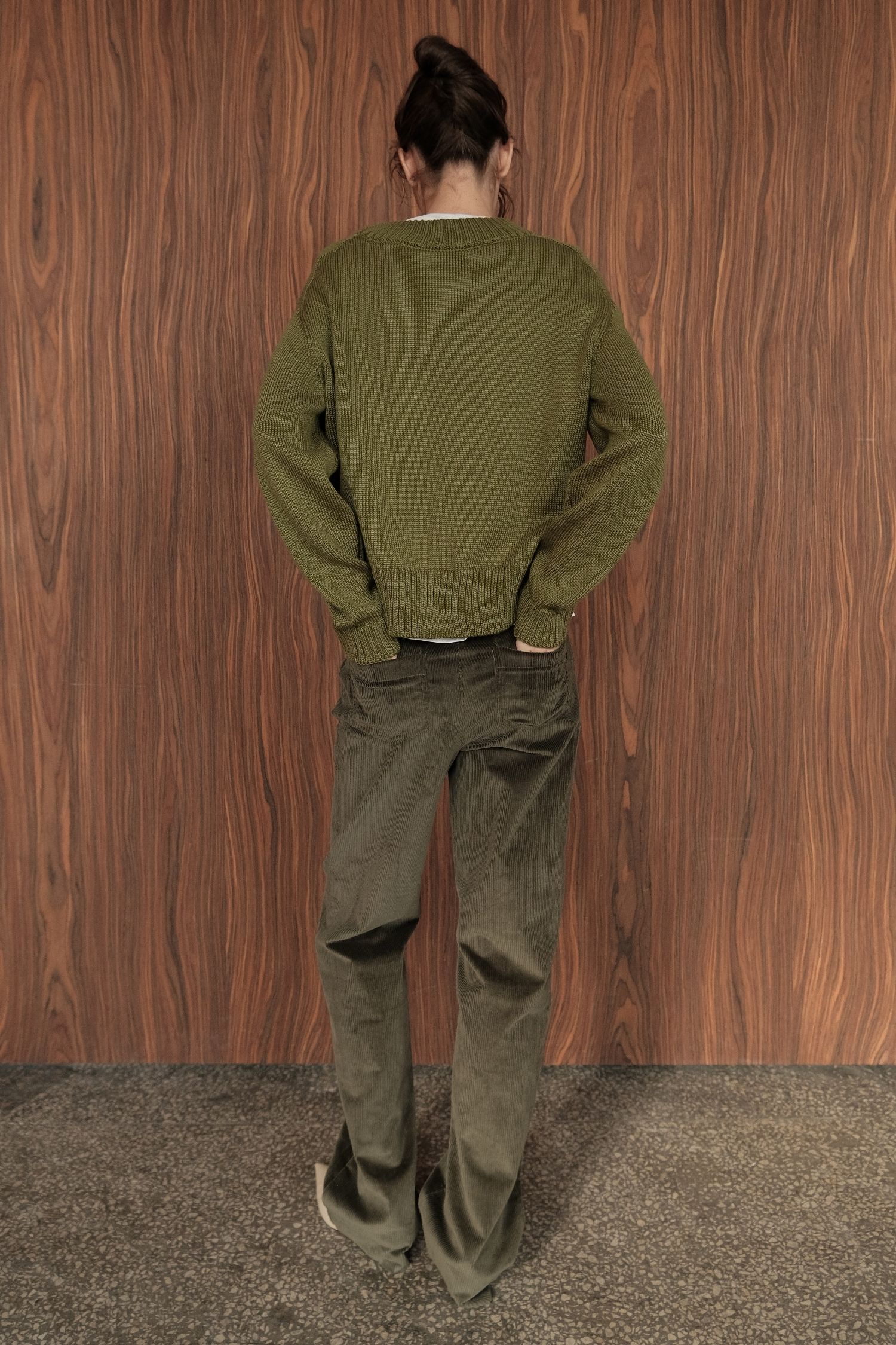 00003674-5 Брюки прямі з вельвету оливкові THE LACE (TLA_00003674) - фото 5