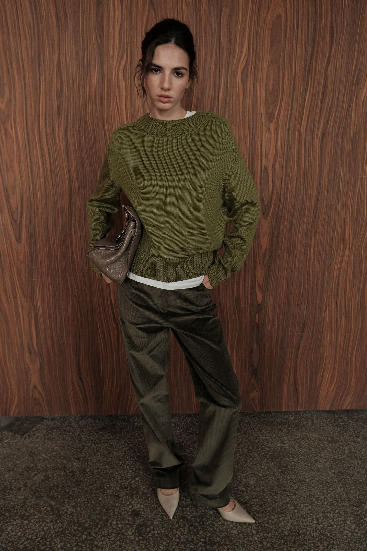 00003674-6 Брюки прямі з вельвету оливкові THE LACE (TLA_00003674) - фото 6