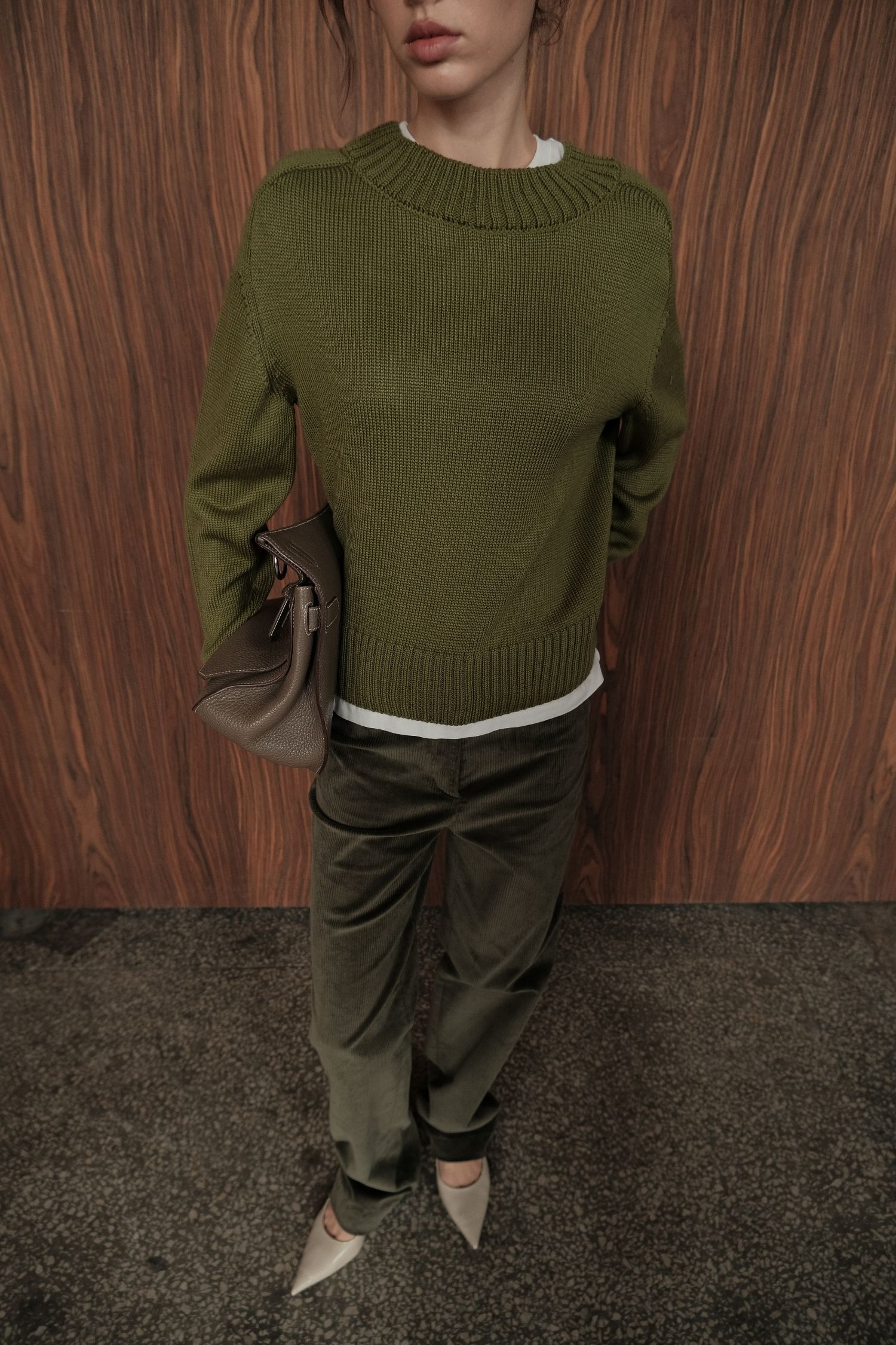 00003674-7 Брюки прямі з вельвету оливкові THE LACE (TLA_00003674) - фото 7