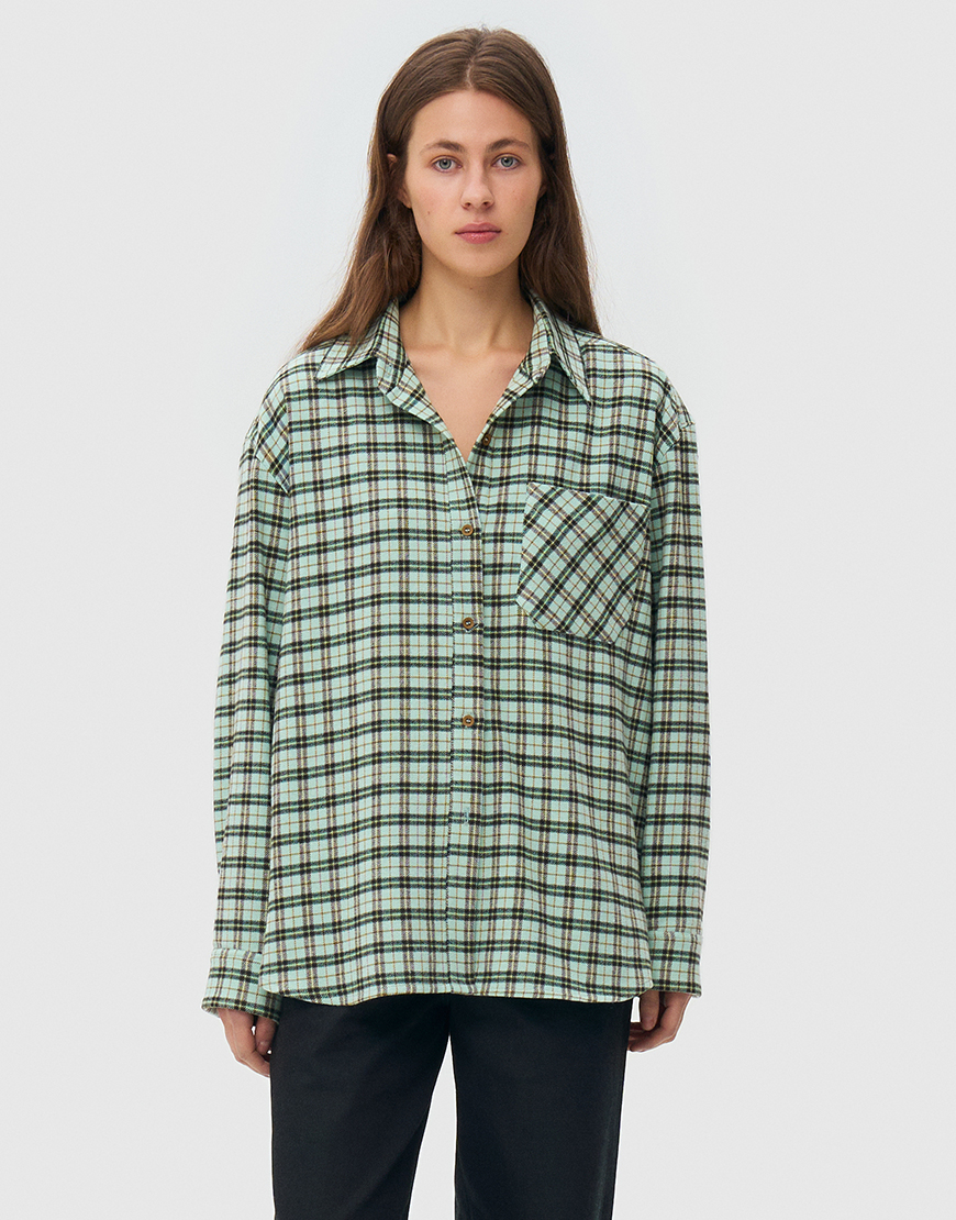 Сорочка оверсайз в клітинку - ментолова WKMF_287_1, фото 1 Сорочка оверсайз в клітинку - ментолова WKMF_287_1, фото 1 - в интернет магазине KAPSULA