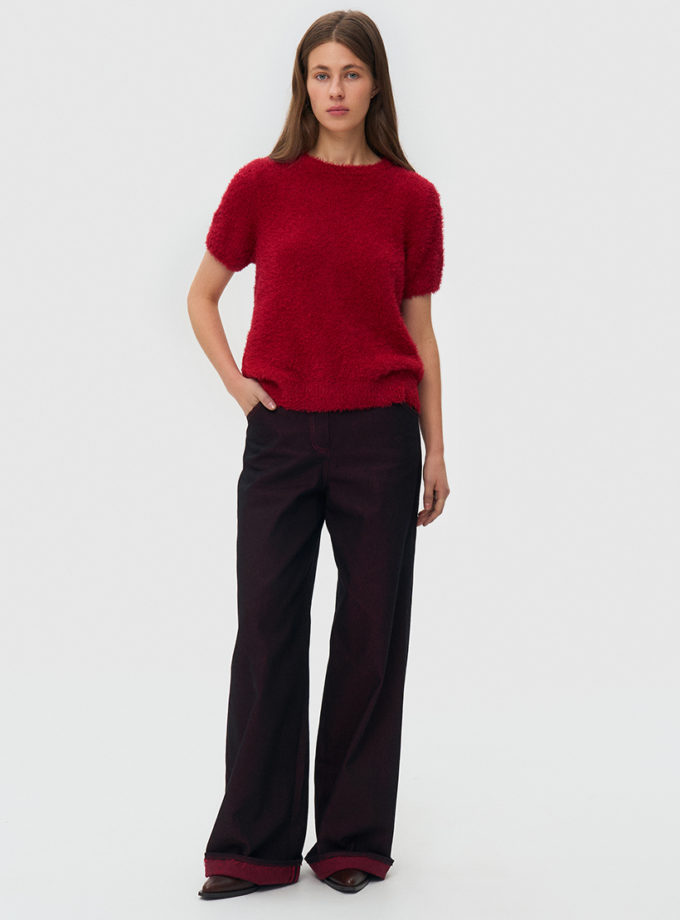 Джинси з підворотом - червоні WKMF_284_4, фото 1 Джинси з підворотом - червоні WKMF_284_4, фото 1 - в интернет магазине KAPSULA