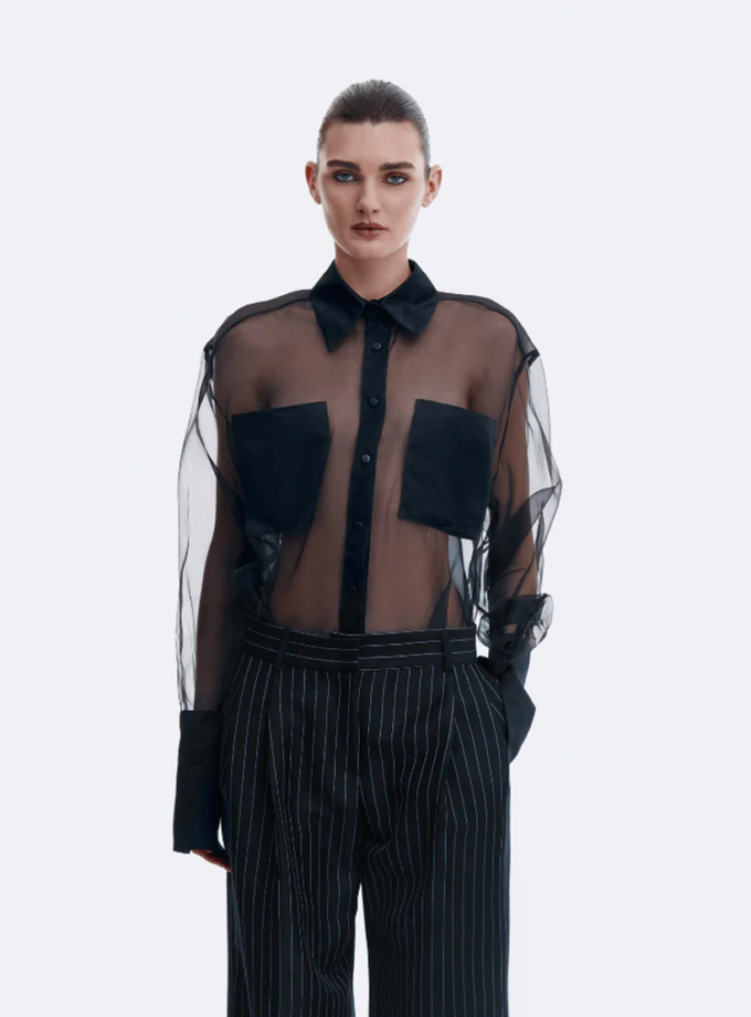 Сорочка прозора чорна Ambtn_28, фото 1 - в интернет магазине KAPSULA