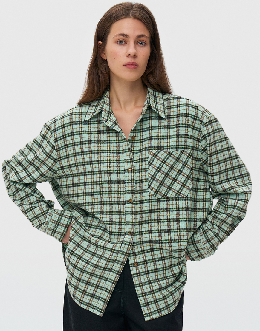 Сорочка оверсайз в клітинку - ментолова WKMF_287_1, фото 1 Сорочка оверсайз в клітинку - ментолова WKMF_287_1, фото 1 - в интернет магазине KAPSULA
