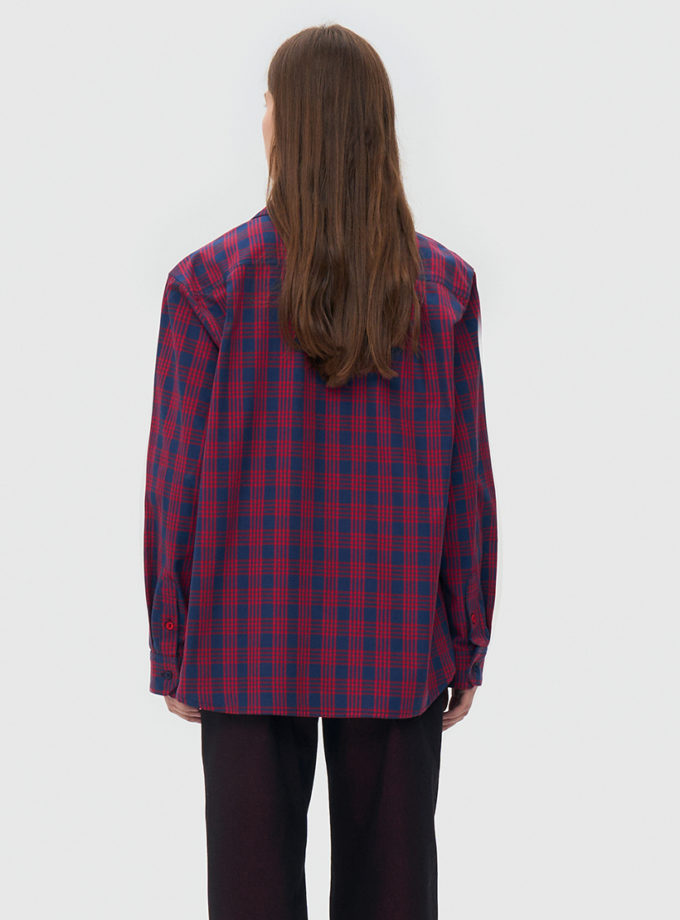 Сорочка оверсайз в клітинку - червона WKMF_286_1, фото 1 - в интернет магазине KAPSULA