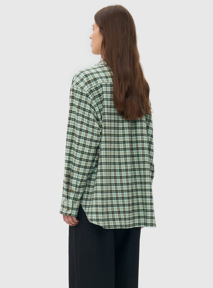 Сорочка оверсайз в клітинку - ментолова WKMF_287_1, фото 1 Сорочка оверсайз в клітинку - ментолова WKMF_287_1, фото 1 - в интернет магазине KAPSULA