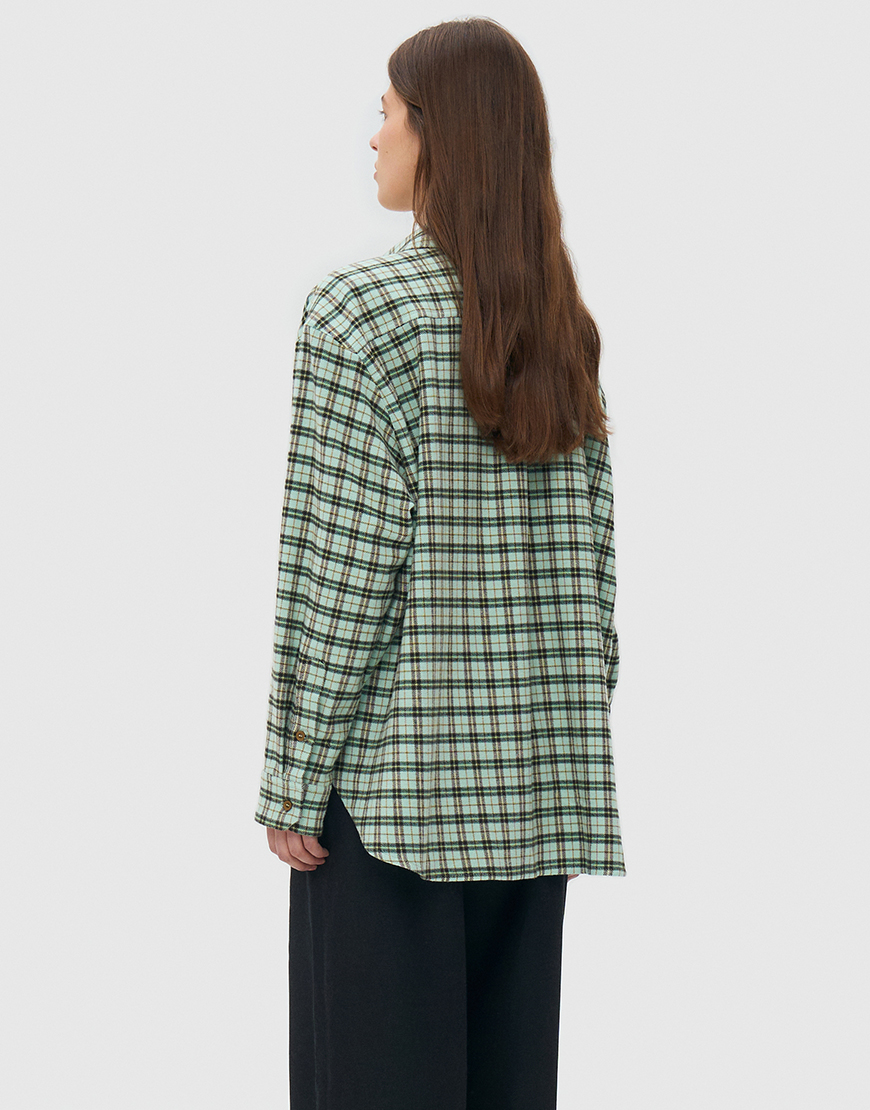 Сорочка оверсайз в клітинку - ментолова WKMF_287_1, фото 1 Сорочка оверсайз в клітинку - ментолова WKMF_287_1, фото 1 - в интернет магазине KAPSULA