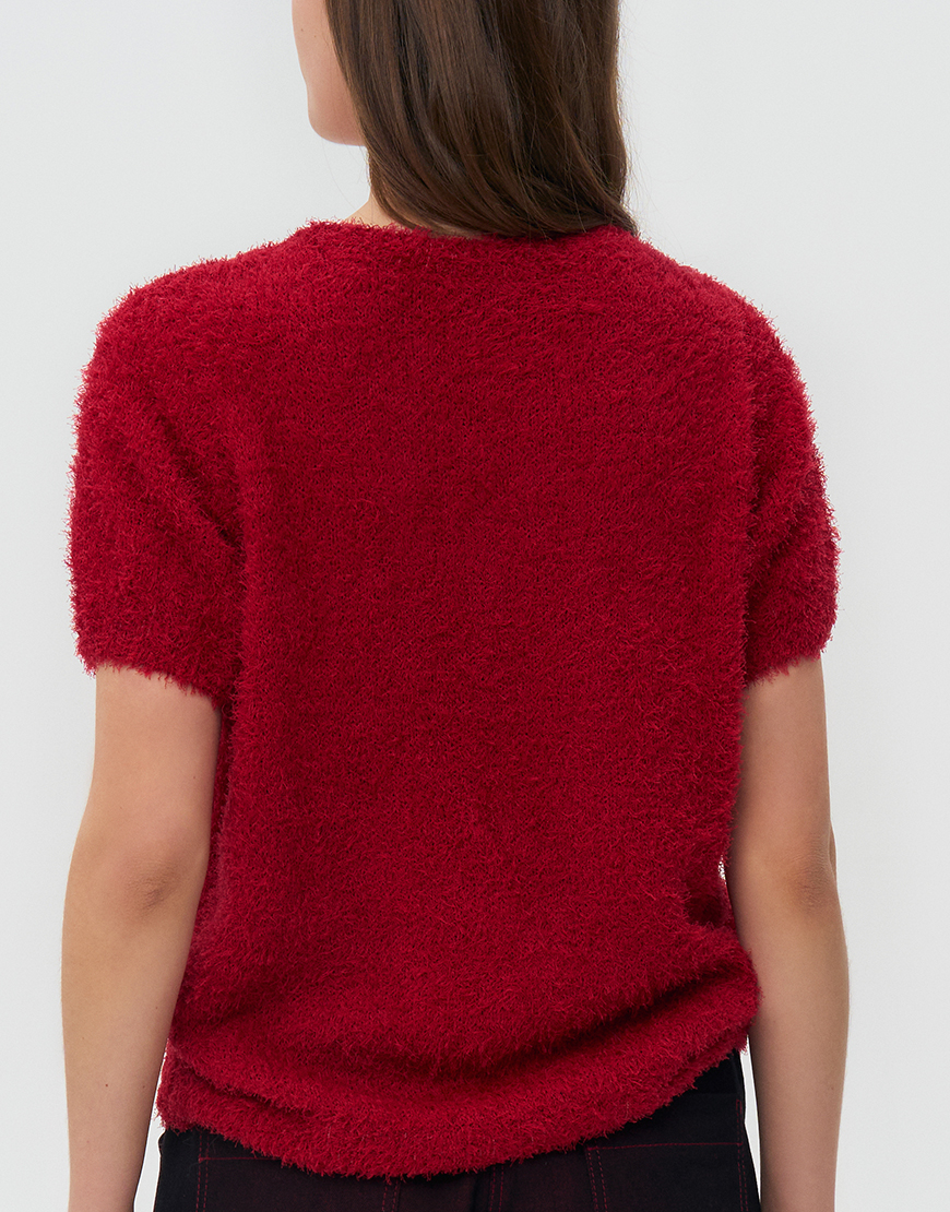 В'язаний светр з короткими рукавами - червоний WKMF_279_4, фото 1 В'язаний светр з короткими рукавами - червоний WKMF_279_4, фото 1 - в интернет магазине KAPSULA