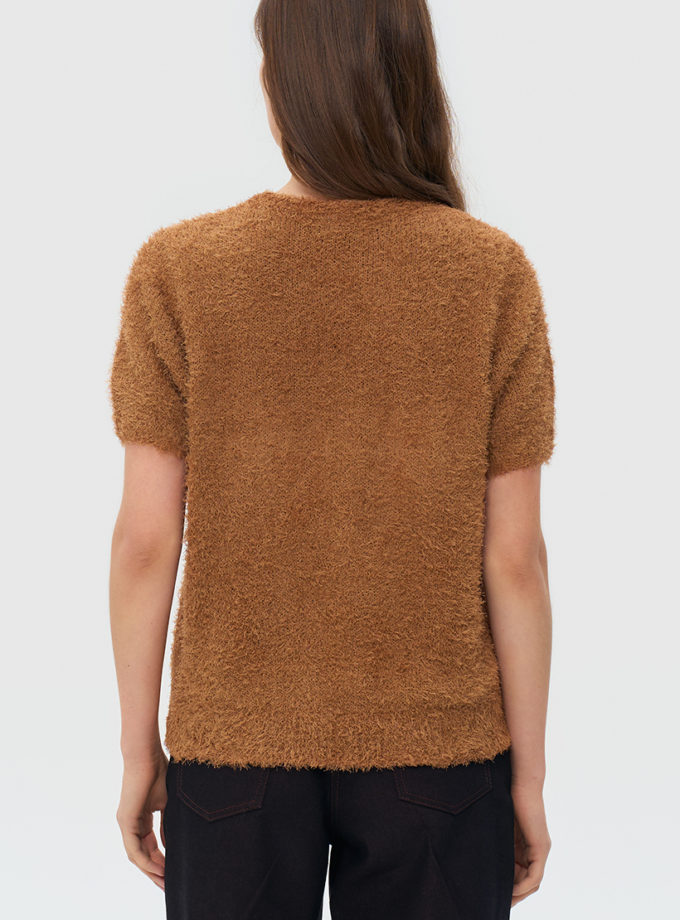 В'язаний светр з короткими рукавами - карамельний WKMF_279_5, фото 1 В'язаний светр з короткими рукавами - карамельний WKMF_279_5, фото 1 - в интернет магазине KAPSULA