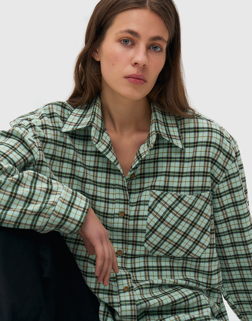 Сорочка оверсайз в клітинку - ментолова WKMF_287_1, фото 1 Сорочка оверсайз в клітинку - ментолова WKMF_287_1, фото 1 - в интернет магазине KAPSULA