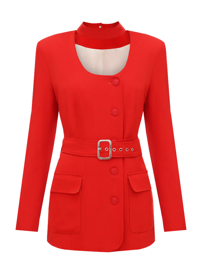 Червона сукня — піджак з паском Ambtn_31, фото 1 Червона сукня — піджак з паском Ambtn_31, фото 1 - в интернет магазине KAPSULA