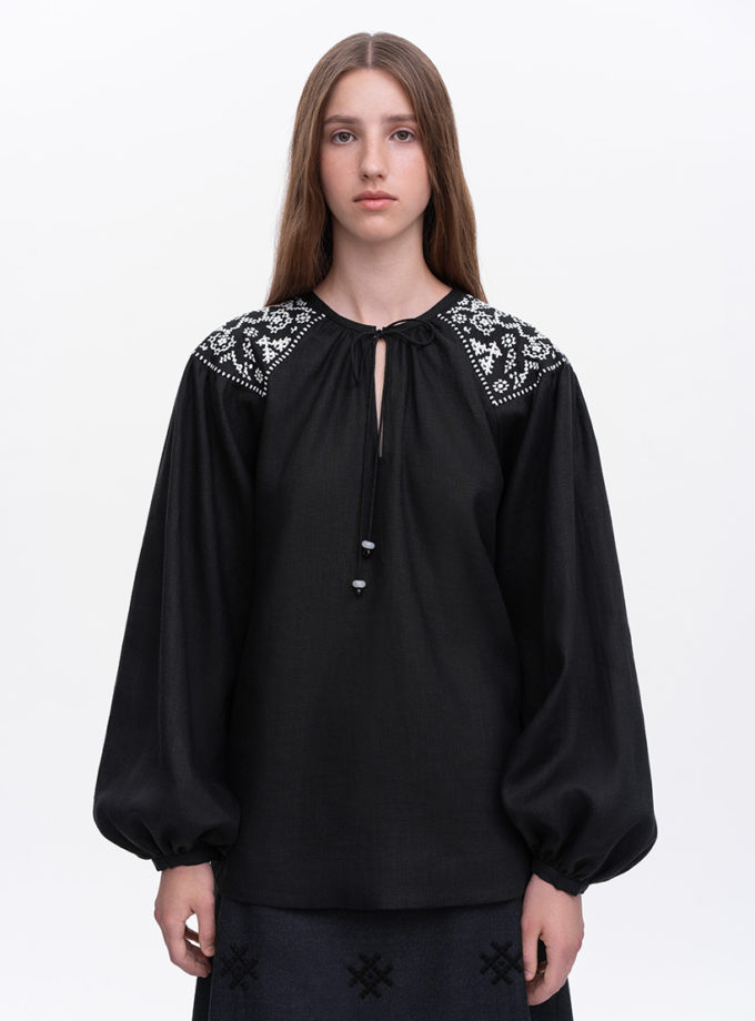 Чорна жіноча вишиванка Ізола ETN_izola_bl, фото 1 - в интернет магазине KAPSULA
