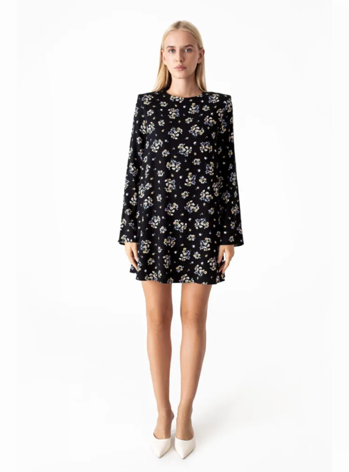 Сукня міні у квітковий принт чорна MGN_1746BK, фото 1 Сукня міні у квітковий принт чорна MGN_1746BK, фото 1 - в интернет магазине KAPSULA
