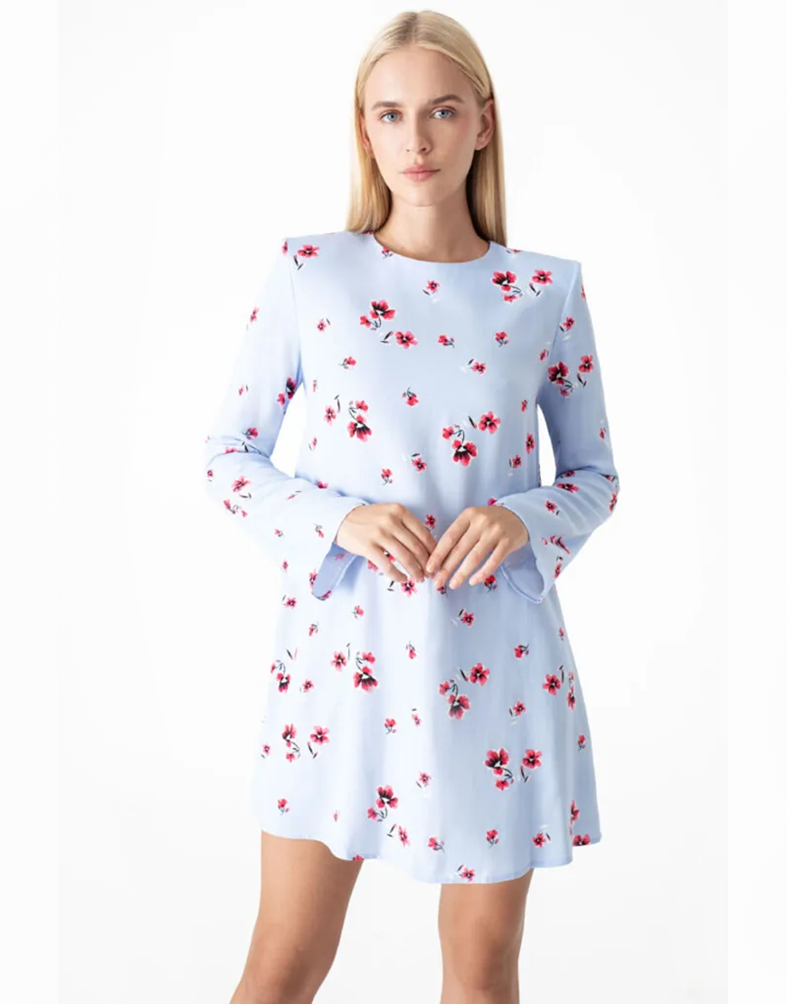 Сукня міні у квітковий принт блакитна MGN_1746BL, фото 1 Сукня міні у квітковий принт блакитна MGN_1746BL, фото 1 - в интернет магазине KAPSULA