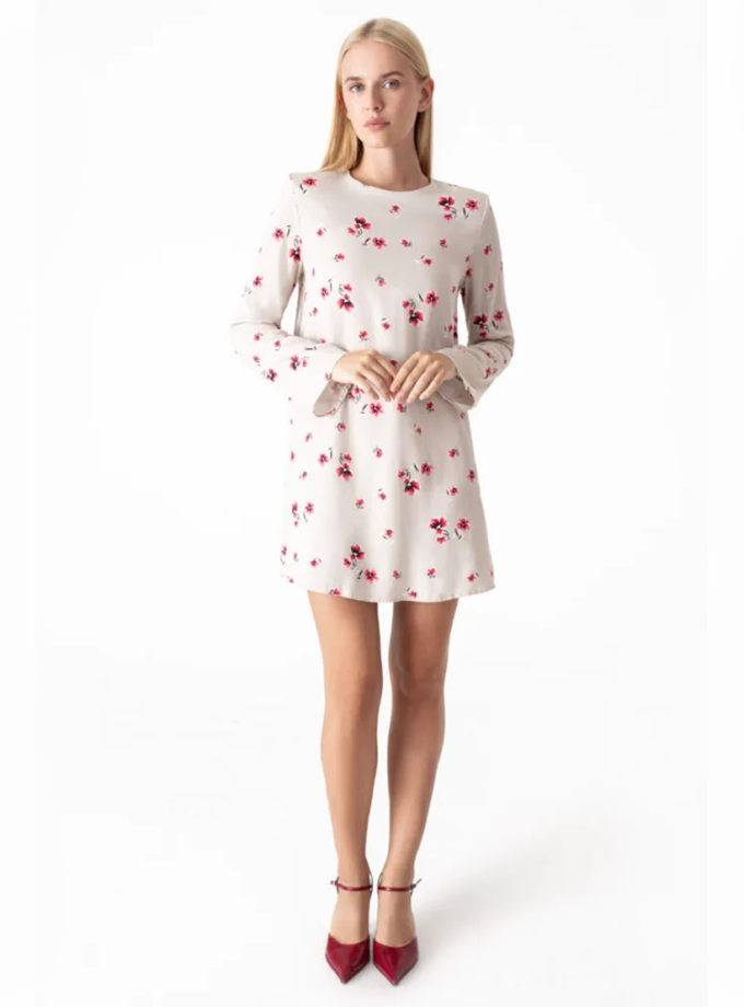 Сукня міні у квітковий принт бежева MGN_1746BG, фото 1 Сукня міні у квітковий принт бежева MGN_1746BG, фото 1 - в интернет магазине KAPSULA