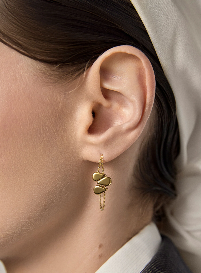 Сережки 4-в-1 пепіта зі срібла в позолоті ORX_earrings_pepita_gp, фото 1 - в интернет магазине KAPSULA