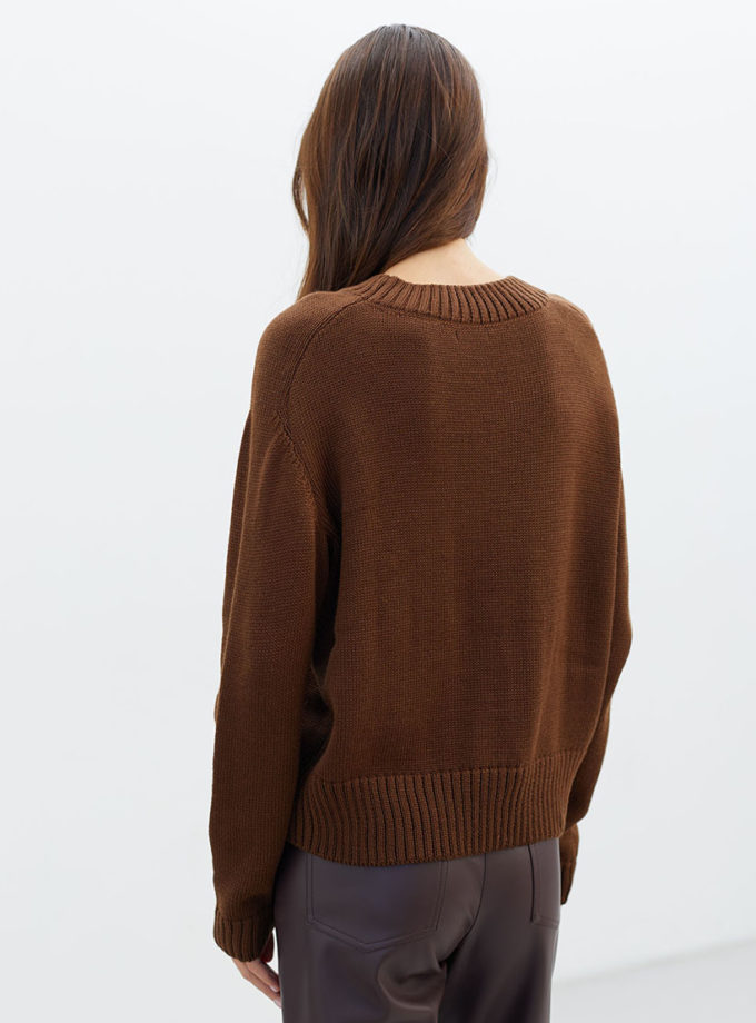 Жiночий джемпер вовняний прямого крою шоколадний TLA_00002611, фото 1 Жiночий джемпер вовняний прямого крою шоколадний TLA_00002611, фото 1 - в интернет магазине KAPSULA