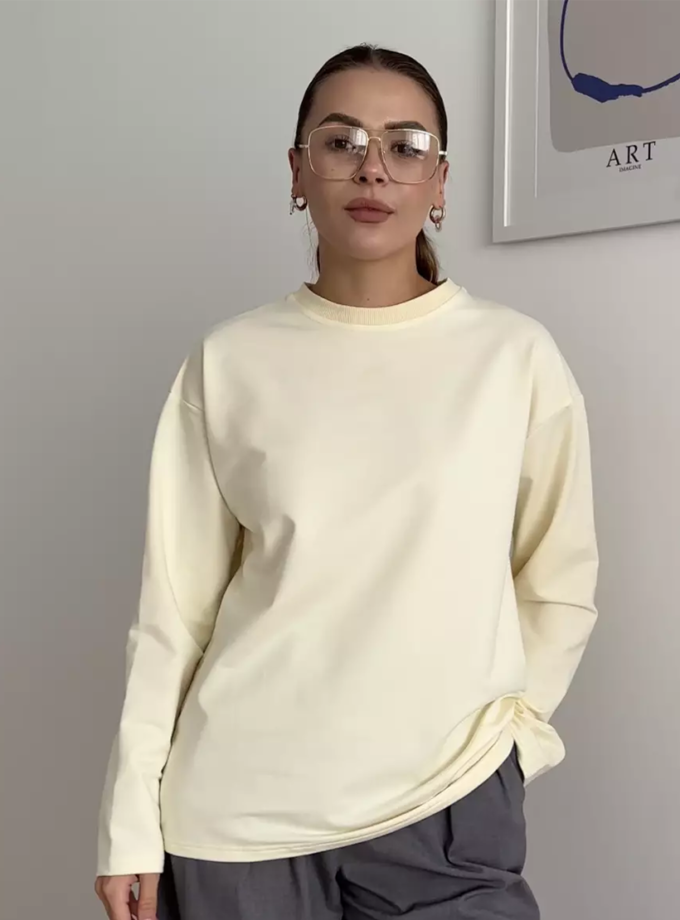 Лонгслів оверсайз жовтий TWC_LS250706084_yel, фото 1 - в интернет магазине KAPSULA