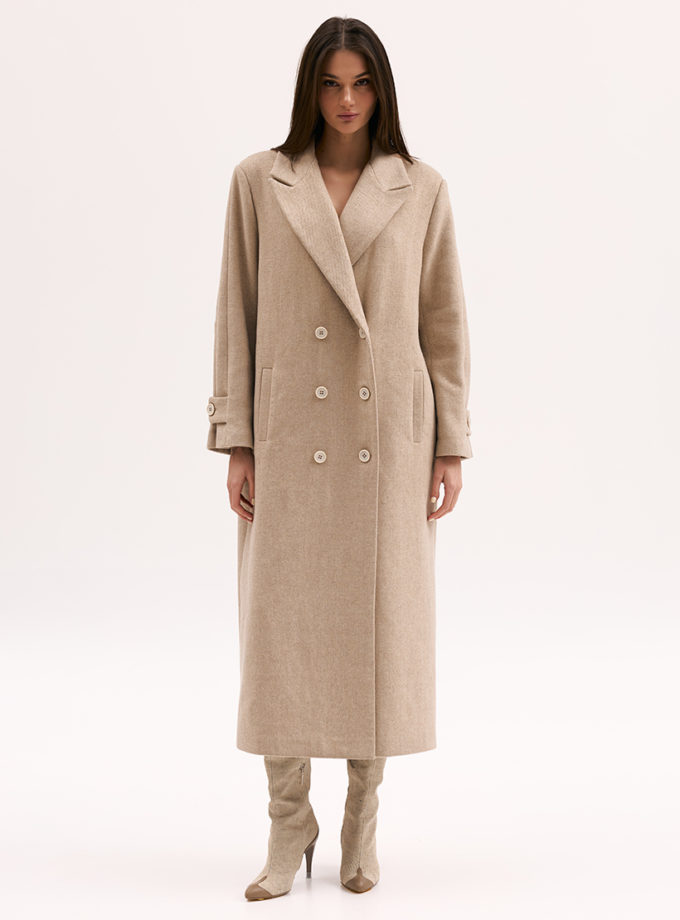 Бежеве пальто з вовни XM_Monet_27_35, фото 1 - в интернет магазине KAPSULA