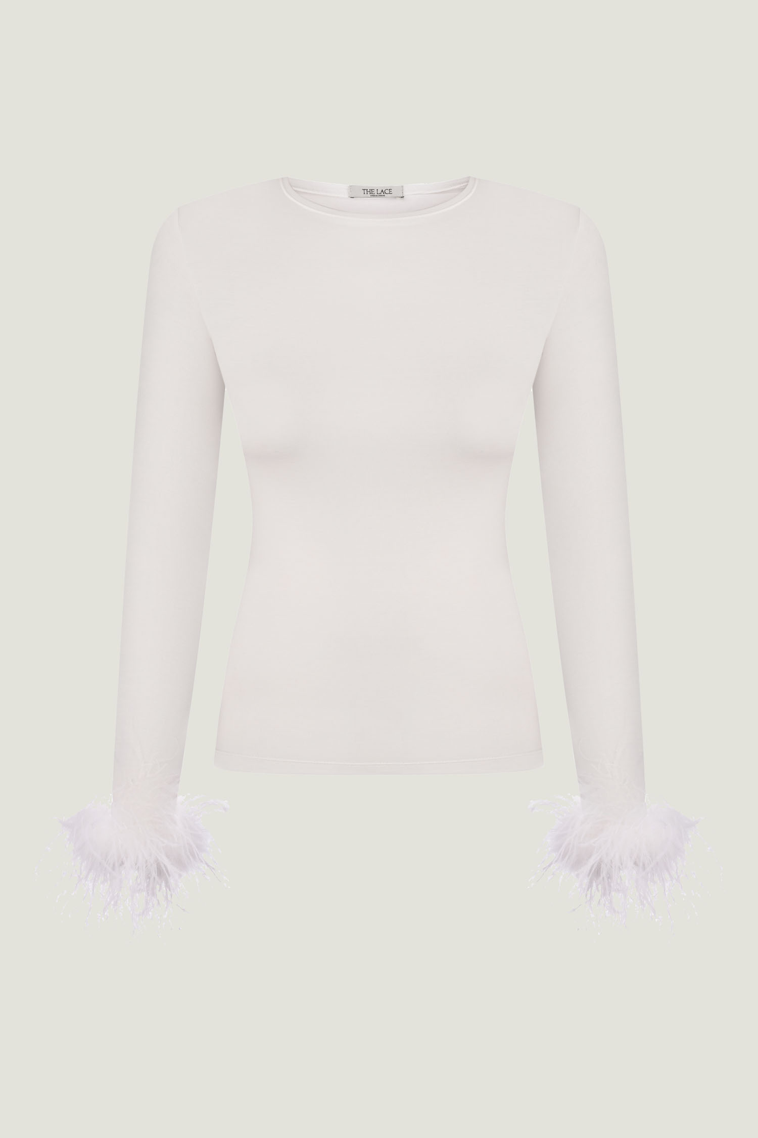 00003684-5 Трикотажний лонгслів з пір'ям молочний THE LACE (TLA_00003684) - фото 5