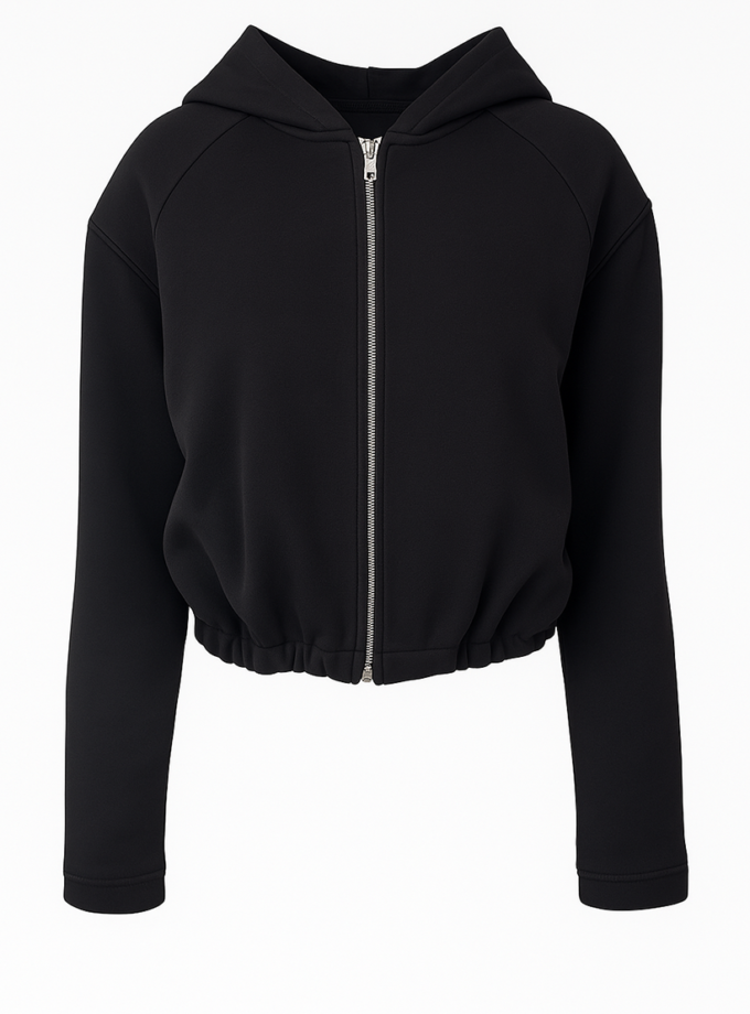 Укорочене худі зі знімними підплічниками чорне AV_ISABEL_01, фото 1 - в интернет магазине KAPSULA