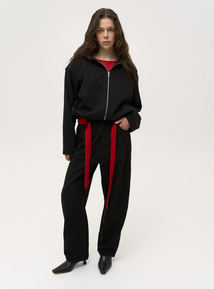 Спортивні штани на кулісці чорні AV_DINA_01, фото 1 Спортивні штани на кулісці чорні AV_DINA_01, фото 1 - в интернет магазине KAPSULA