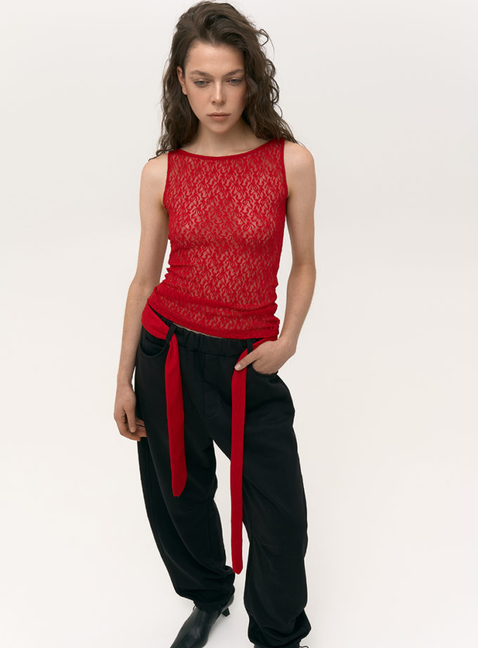 Пояс-краватка червоний AV_ROSE_00, фото 1 - в интернет магазине KAPSULA