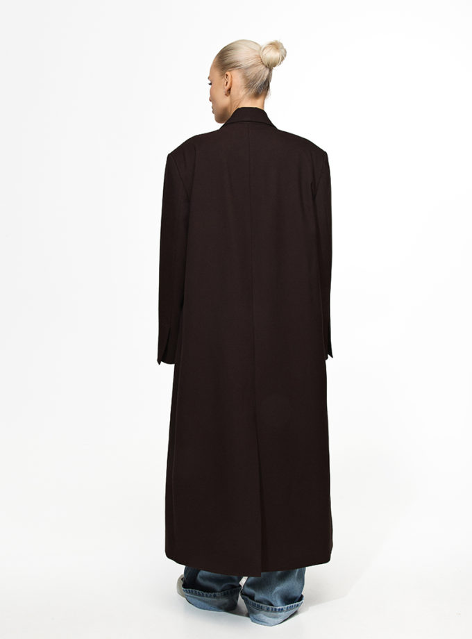 Пальто прямого крою у шоколадному відтінку THE ESSENCE (ESSENCE_THE-303)
