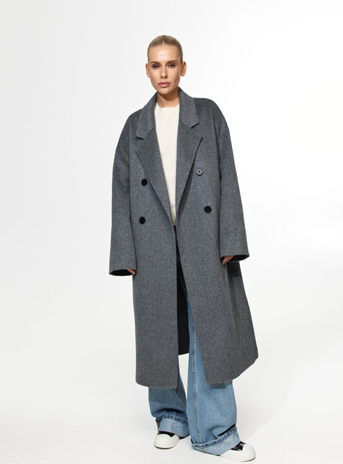 Сіре пальто прямого крою THE ESSENCE (ESSENCE_THE-312)