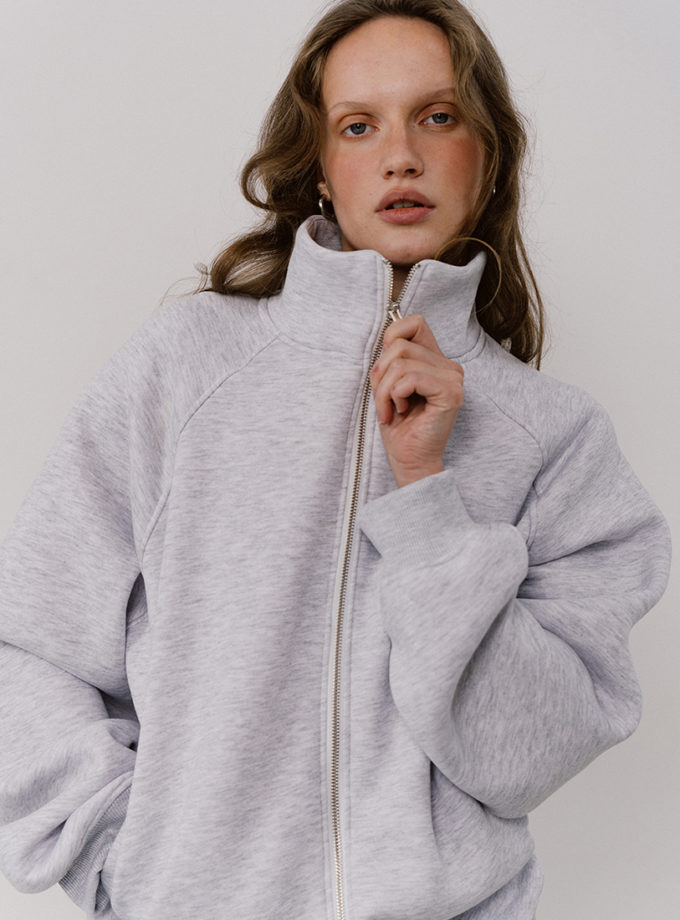 Зіп-світшот сірий меланж з начосом BALCONY GARMENT (BLCN_1508)
