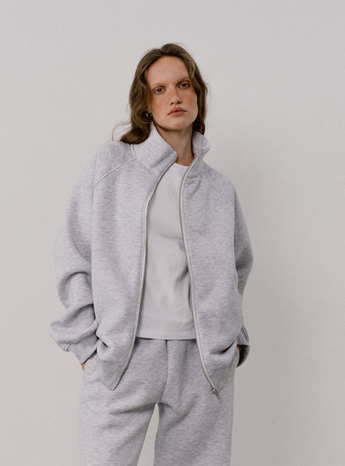 Зіп-світшот сірий меланж з начосом BALCONY GARMENT (BLCN_1508)