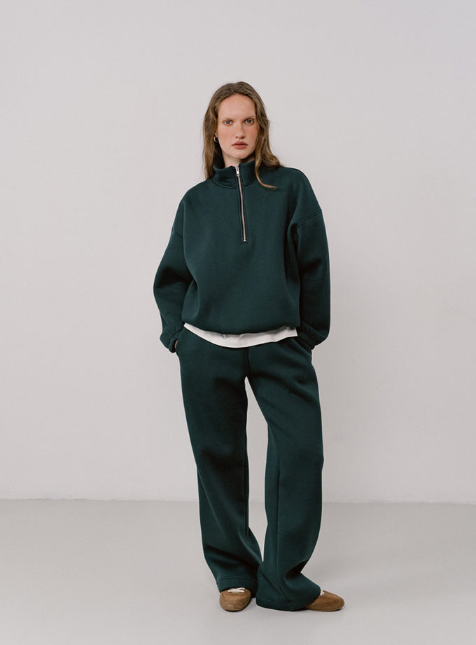 Штани широкі темно-зелені з начосом BALCONY GARMENT (BLCN_1502)