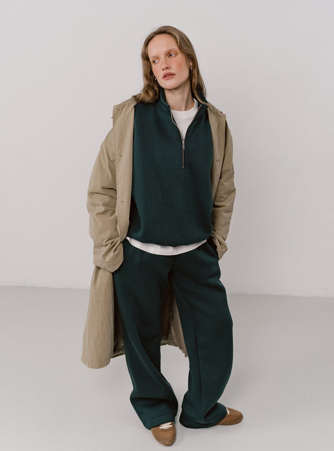 Штани широкі темно-зелені з начосом BALCONY GARMENT (BLCN_1502)