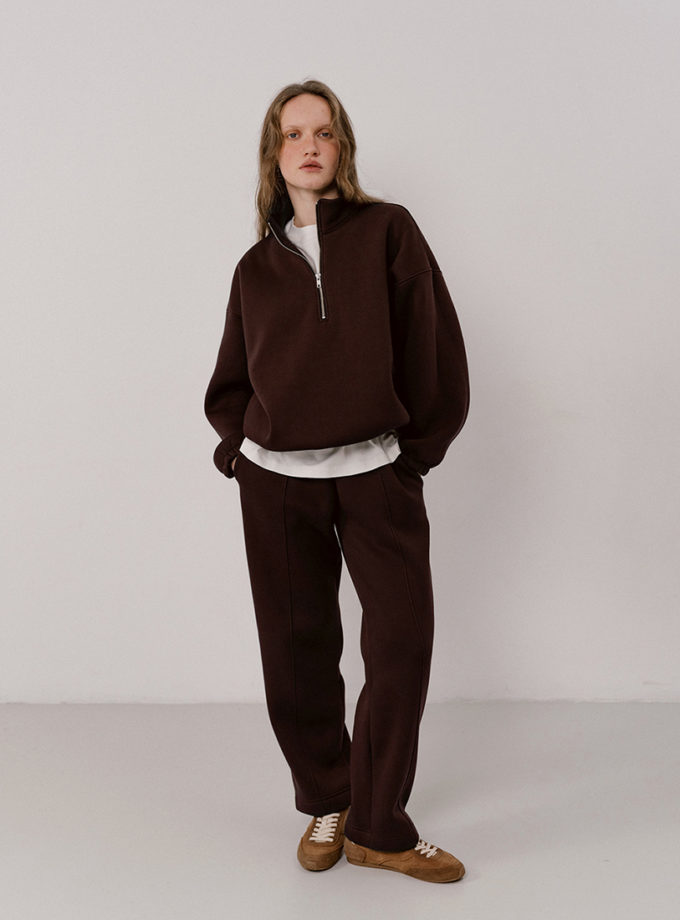 Штани завужені зі стрілкою коричневі з начосом BALCONY GARMENT (BLCN_1519)