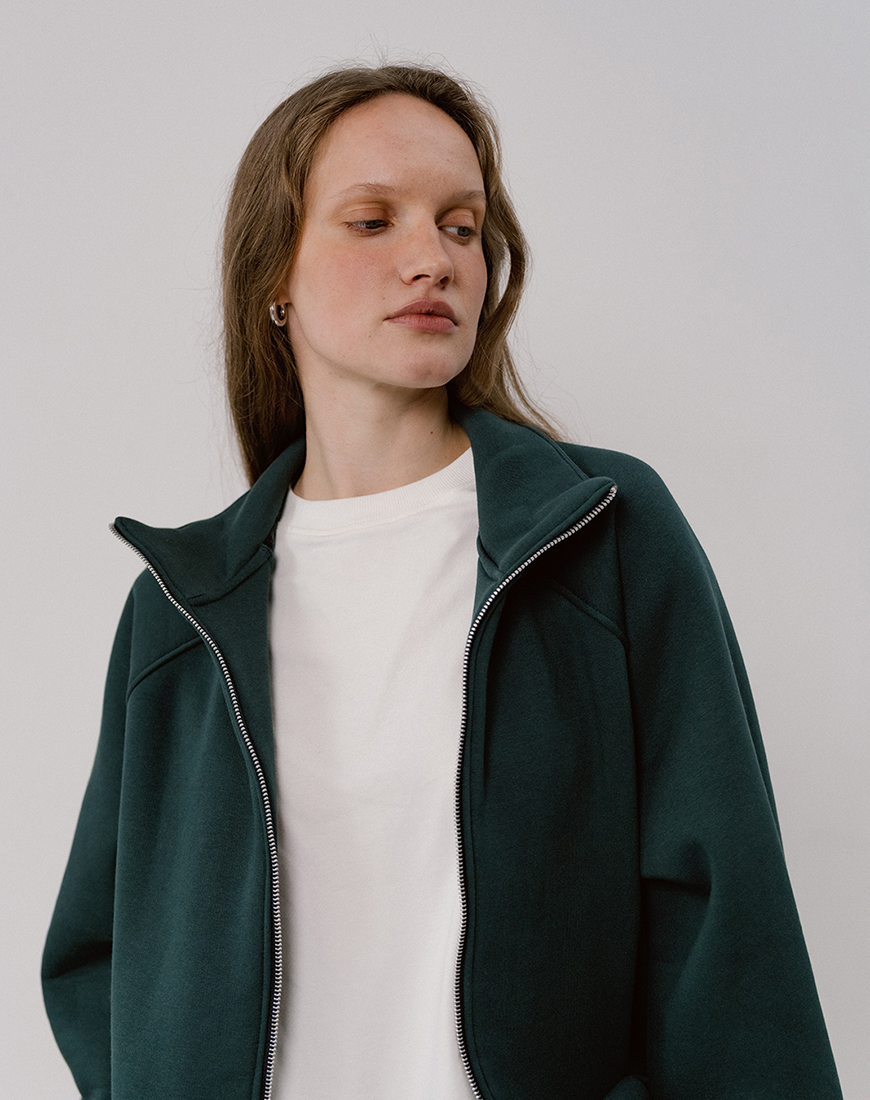 Balcony_autumn25-512s Зіп-світшот темно-зелений з начосом BALCONY GARMENT (BLCN_1513) - фото 3