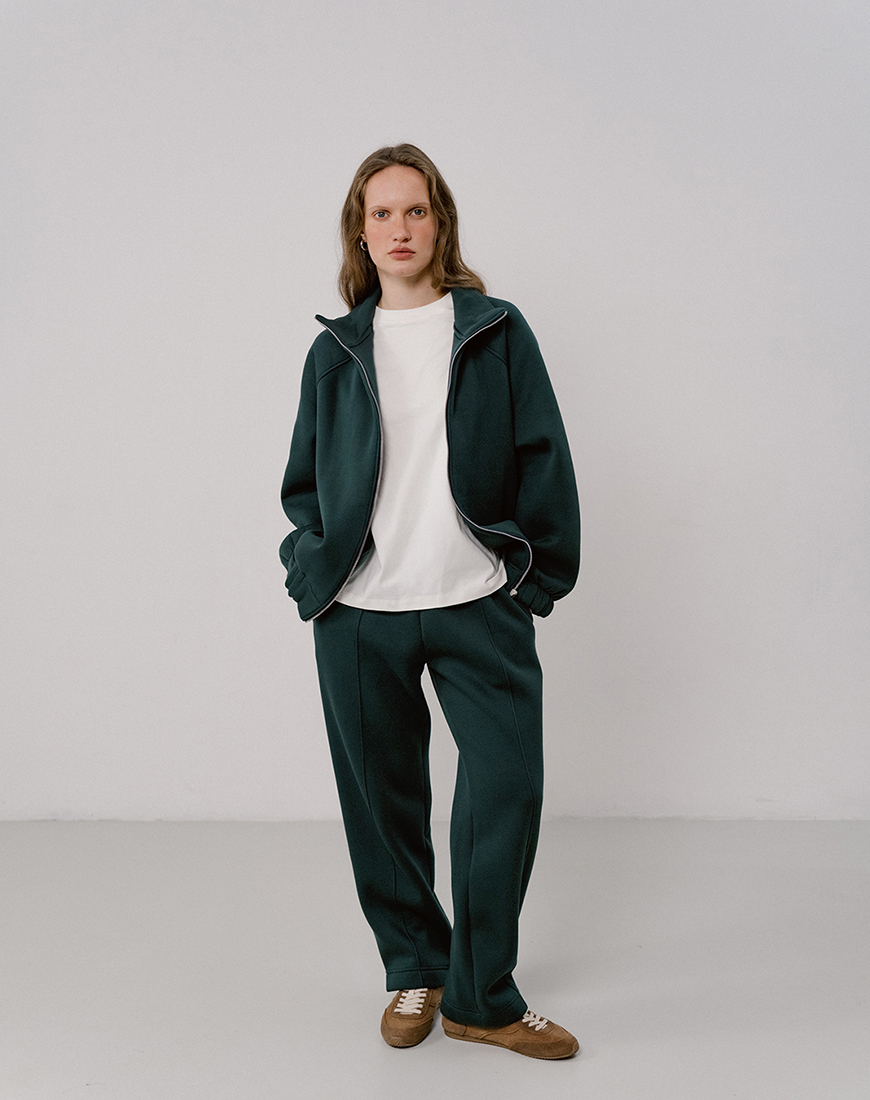 Balcony_autumn25-516s Зіп-світшот темно-зелений з начосом BALCONY GARMENT (BLCN_1513) - фото 2