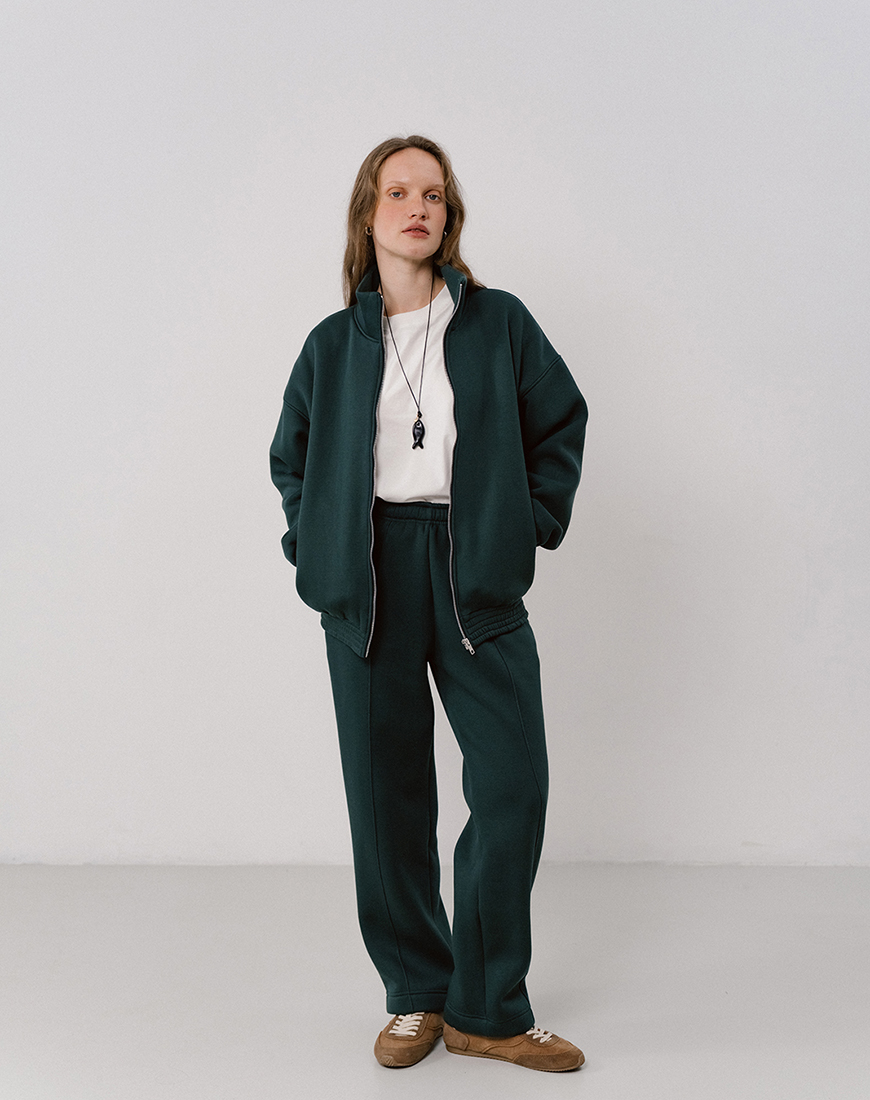 Balcony_autumn25-572s Зіп-світшот темно-зелений з начосом BALCONY GARMENT (BLCN_1513) - фото 4