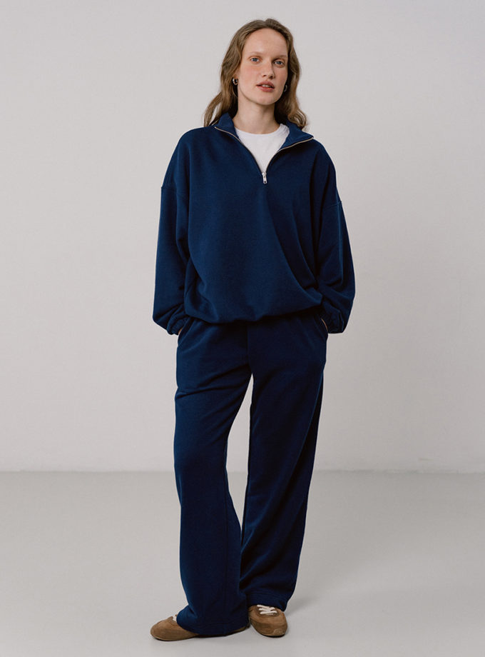 Світшот half zip синій без начосу BALCONY GARMENT (BLCN_1468)