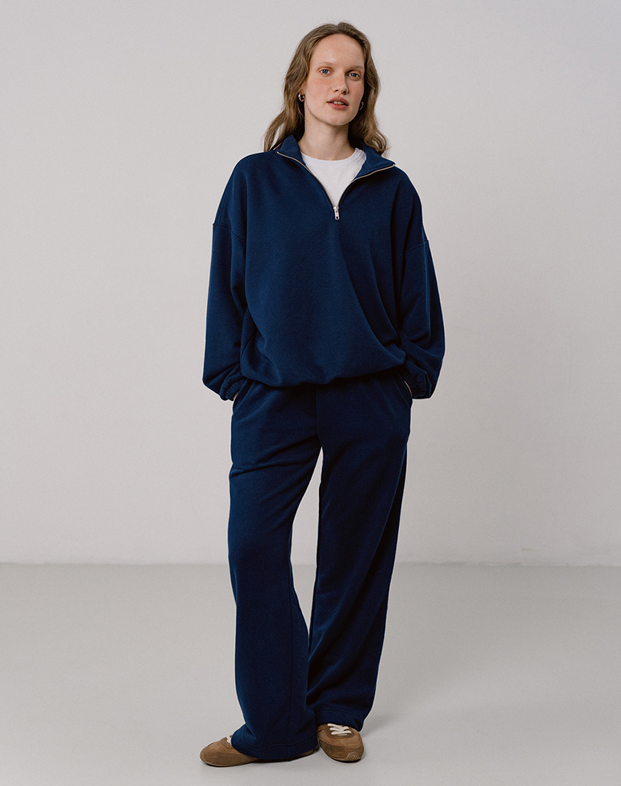 Balcony_autumn25-608s Світшот half zip синій без начосу BALCONY GARMENT (BLCN_1468) - фото 2