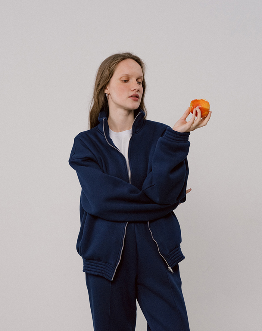 Balcony_autumn25-663s Трикотажний бомбер темно-синій BALCONY GARMENT (BLCN_1515) - фото 3