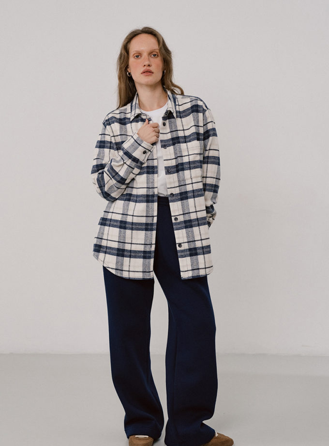 Сорочка картата синьо-молочна BALCONY GARMENT (BLCN_1514)