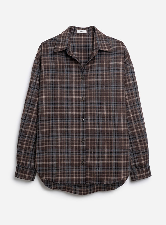 Сорочка в клітинку з принтом на спині ATT_SHRTCHCK07, фото 1 - в интернет магазине KAPSULA