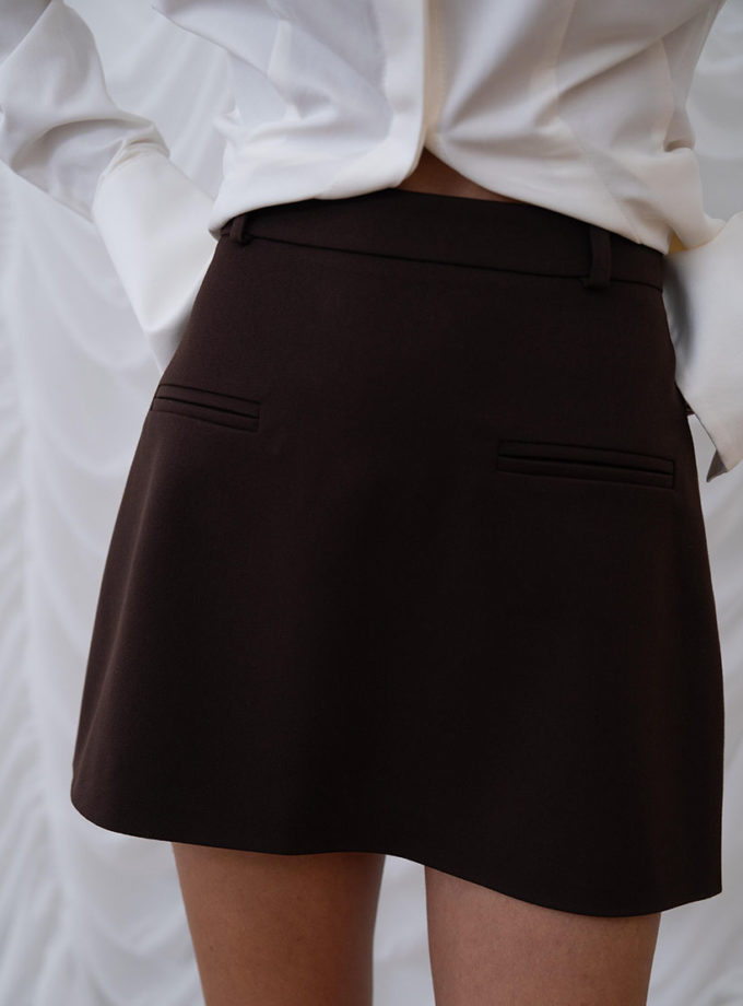 Костюмна спідниця міні коричнева OUI OUI (OO_ART_373)