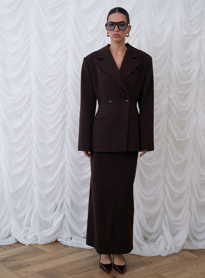 Костюмна спідниця максі коричнева OUI OUI (OO_ART_356)