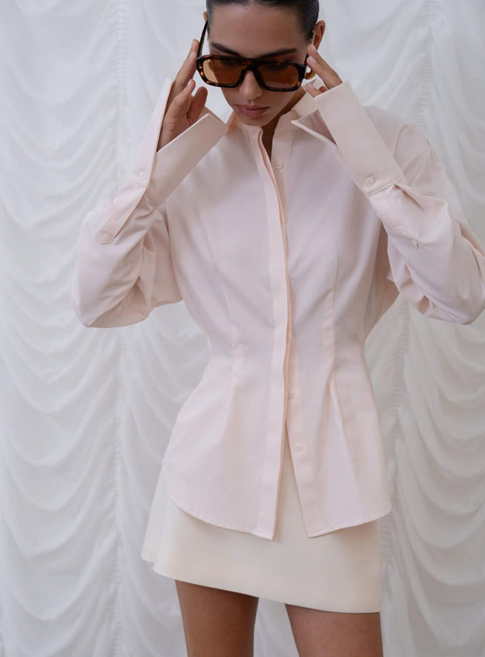 Приталена сорочка пудрова OUI OUI (OO_ART_367)