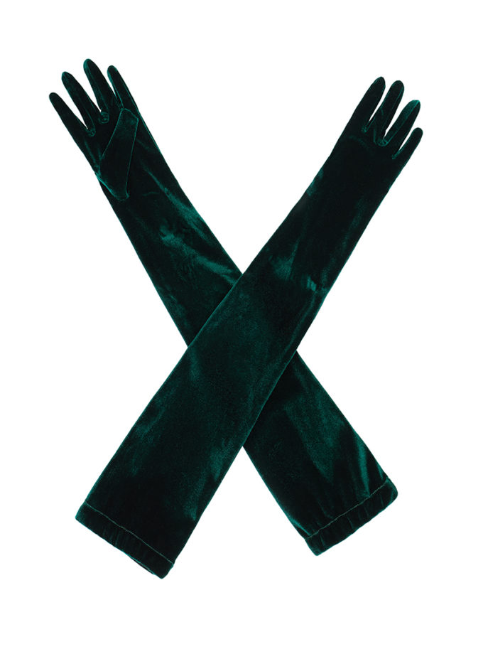 Рукавиці зелені оксамитові ROSCA (RSK_Gloves-001/7)