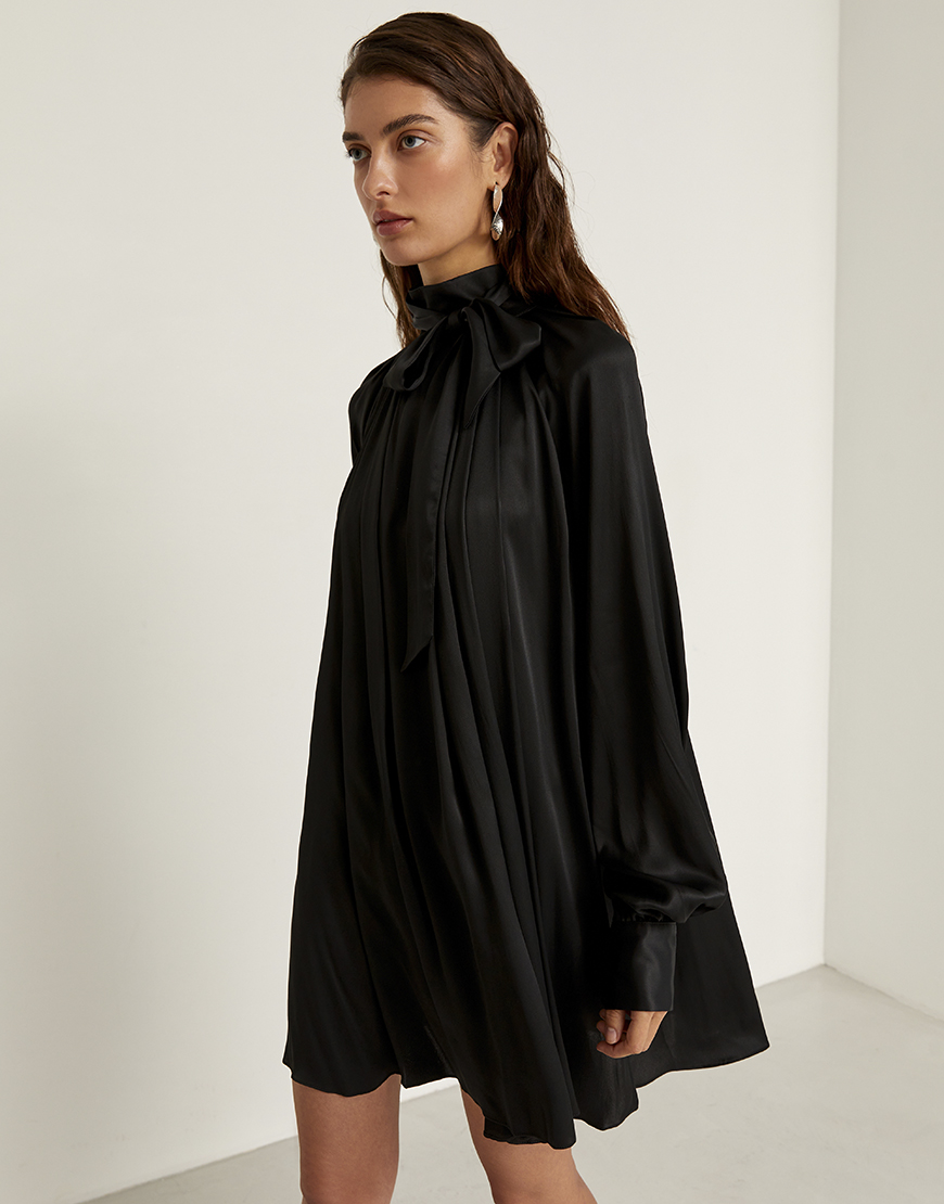 Сукня шовкова чорна oun_D25-23, фото 1 Сукня шовкова чорна oun_D25-23, фото 1 - в интернет магазине KAPSULA