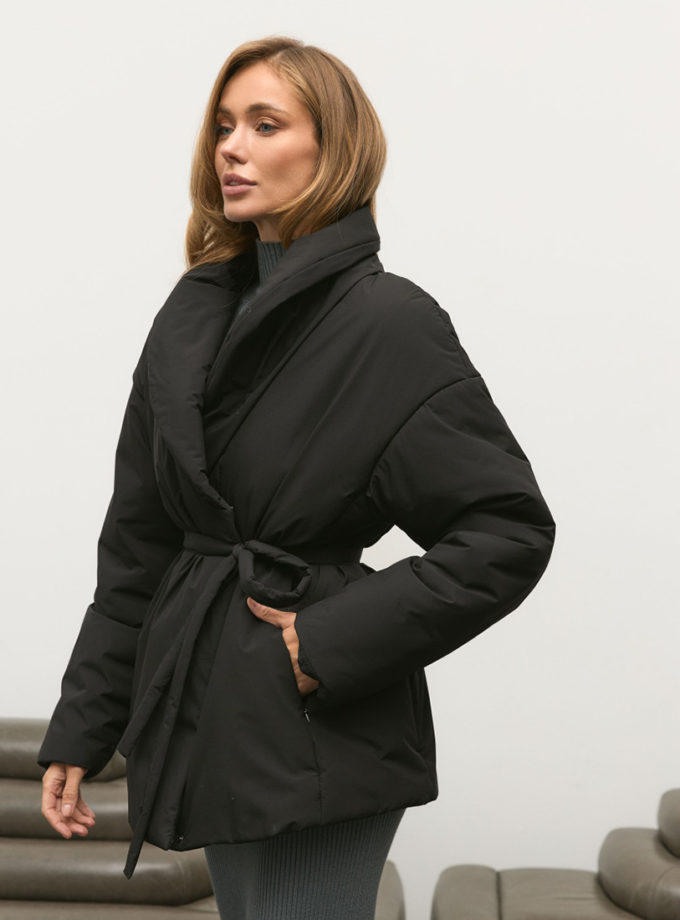 Куртка з поясом утеплена TWICE (TWC_OW250111188_bl)