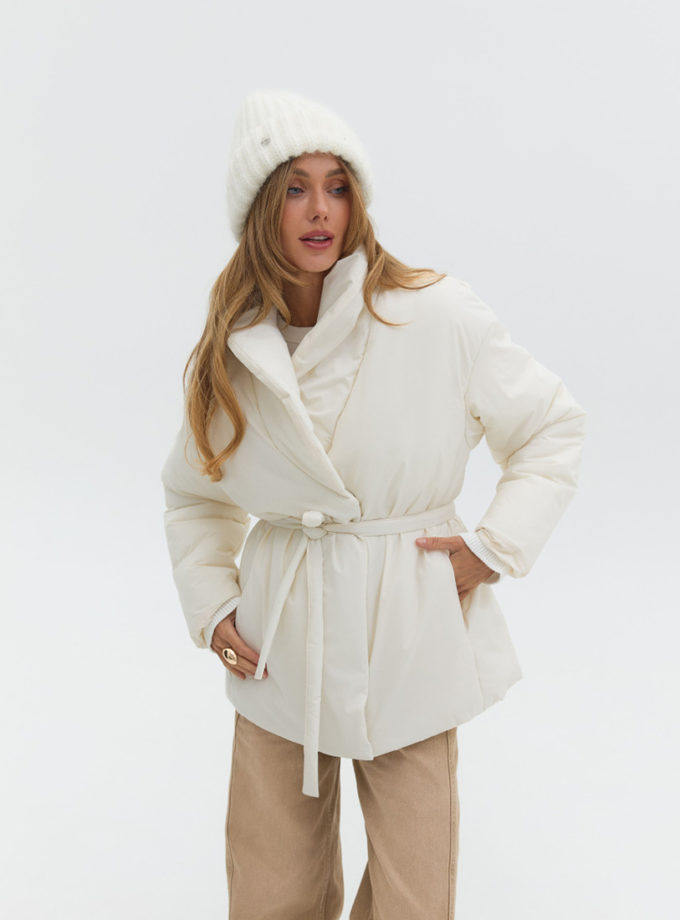 Куртка з поясом утеплена TWICE (TWC_OW250111188_wh)